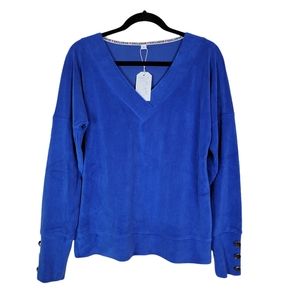 Exclusive Blue v neck fleece cozy sweater top‎ Womens Sz Medium